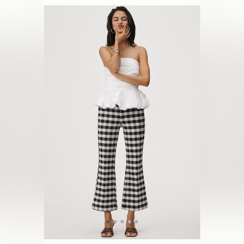 Maeve Black and White Checkered Cropped Pants